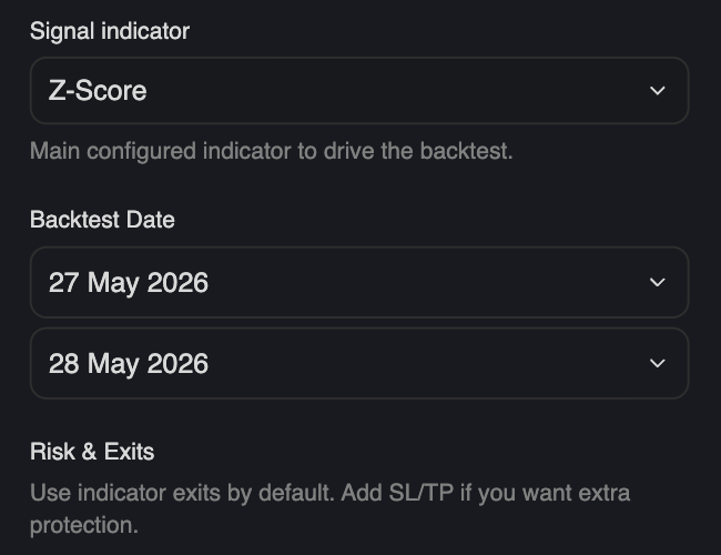 Backtest panel screenshot
